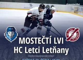 Na mostecký led přijedou HC Letci Letňany, přijďte fandit MOSTECKÝM LVŮM